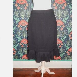 St. John Knits Collection Black Ruffle Hem Flounce Skirt 10